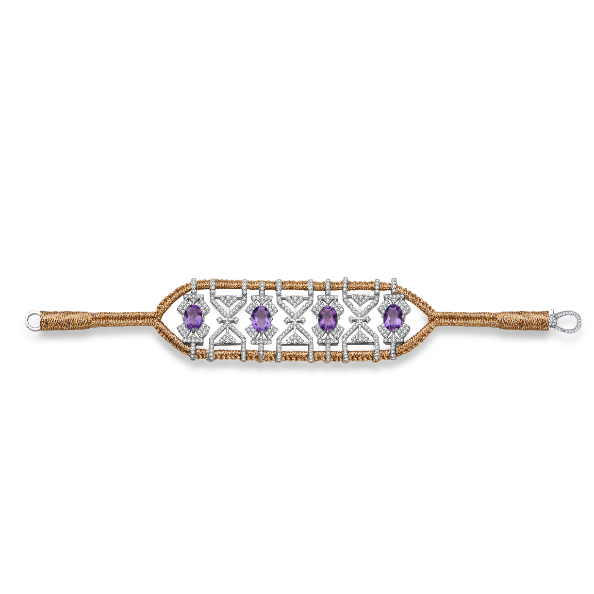 Bracelet Fortalezza brass - Amethystes