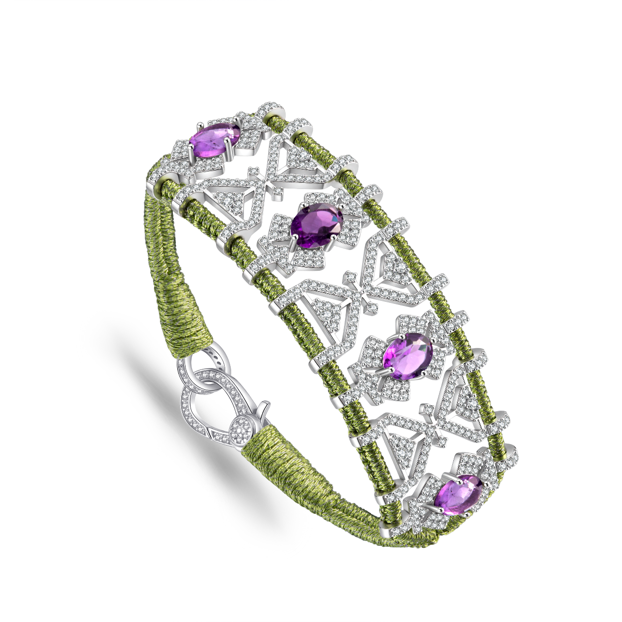 Bracelet Fortalezza Lime - Amethysts