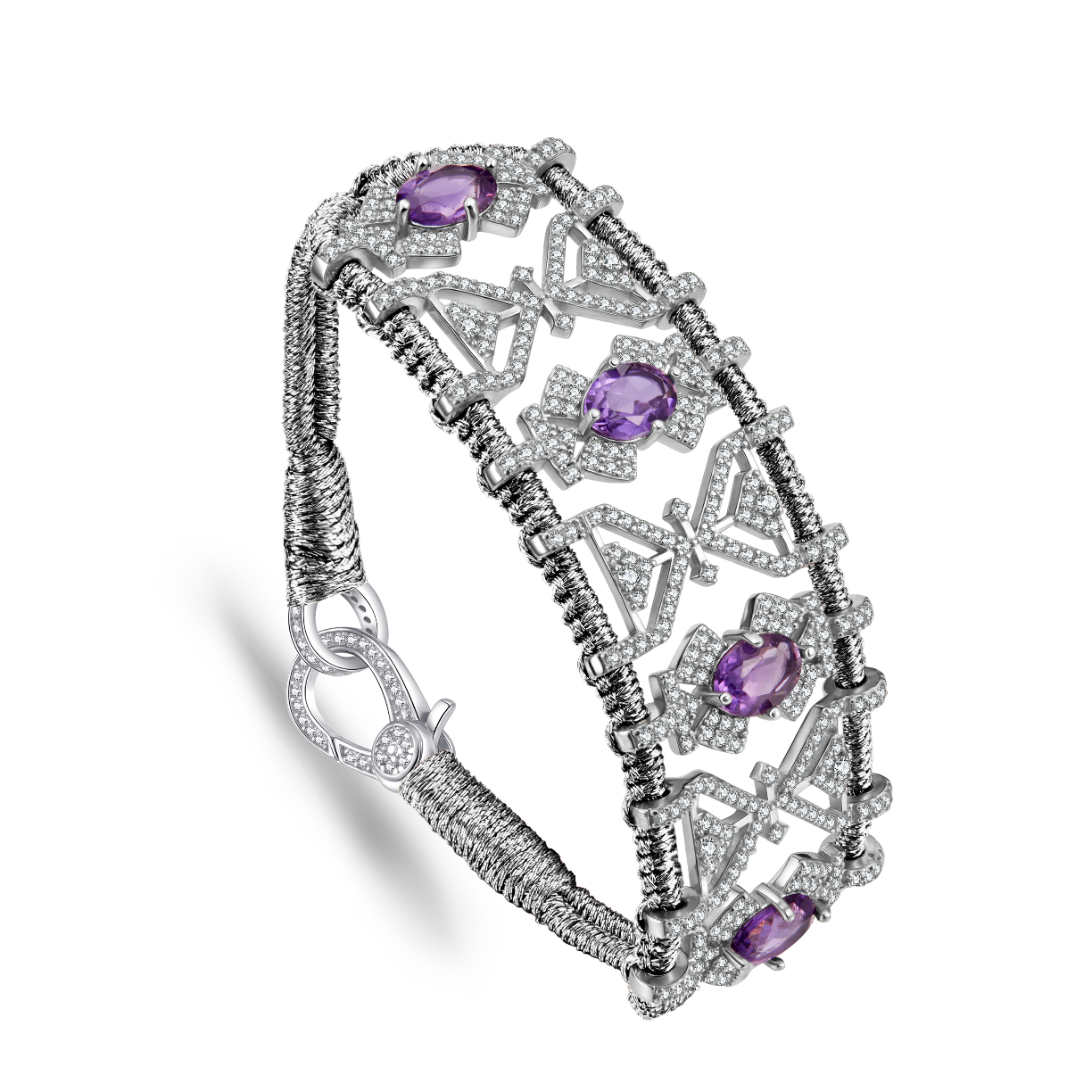 Bracelet Fortalezza Gun - Amethysts