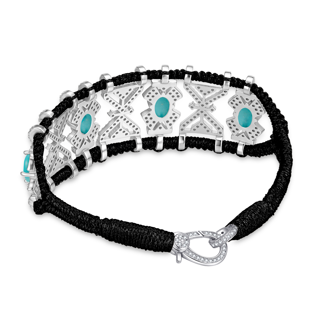 Bracelet Fortalezza Dark Black - Turquoises