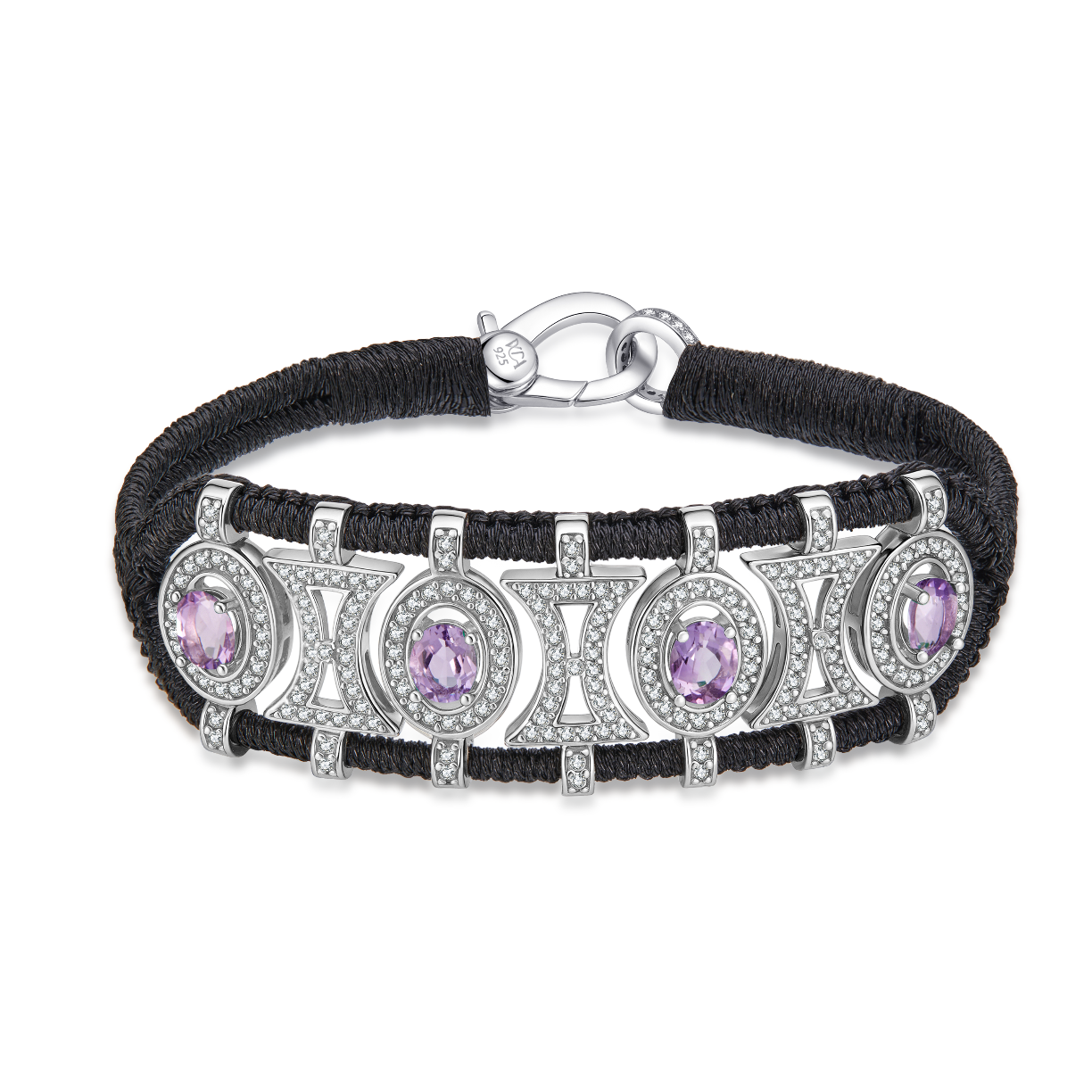 Olinda dark black bracelet - Amethysts