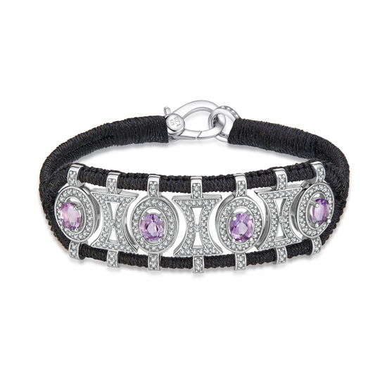 Olinda dark black bracelet - Amethysts