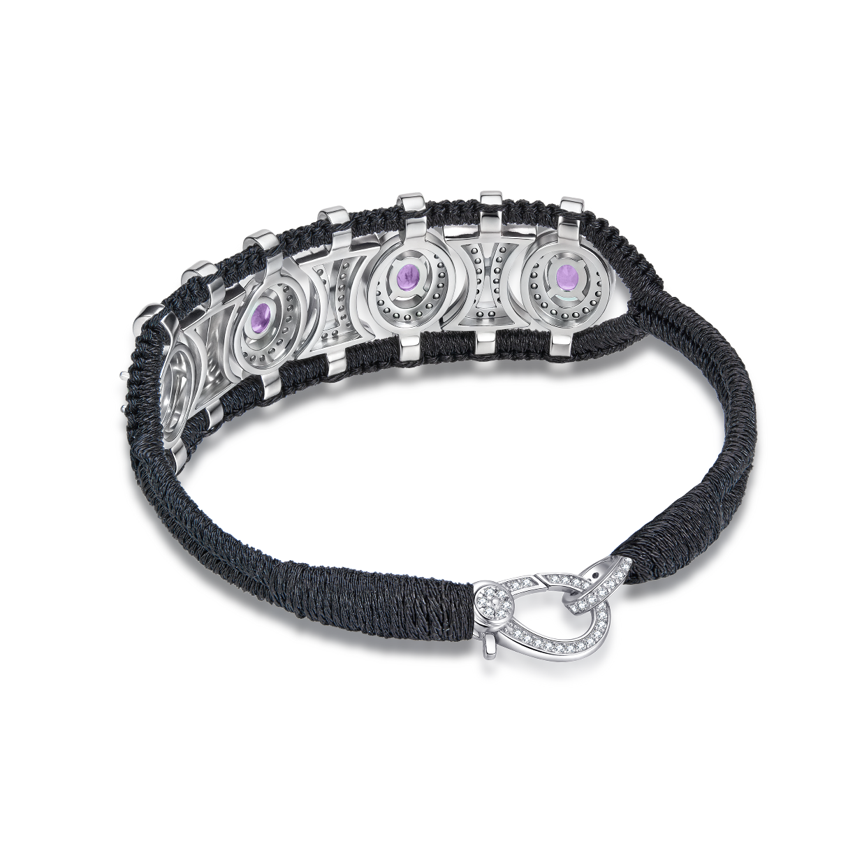 Olinda dark black bracelet - Amethysts