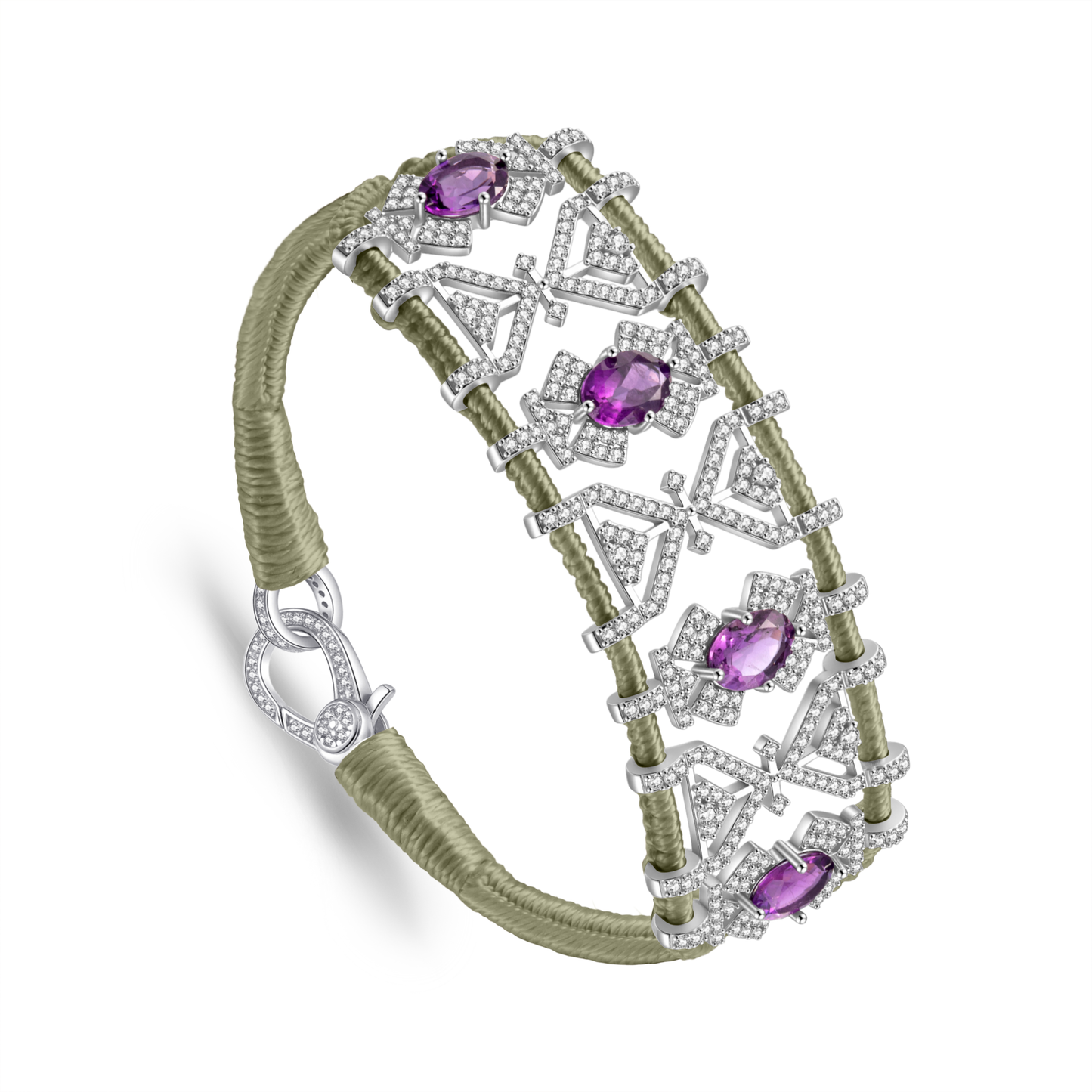 Bracelet Fortalezza Moss - Amethysts
