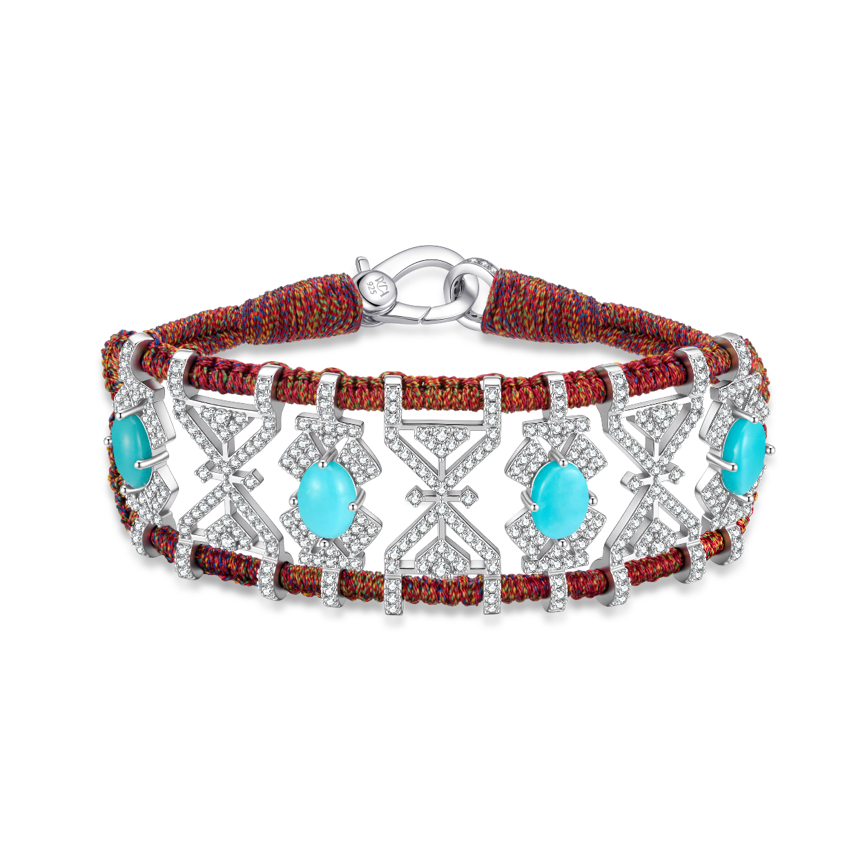 Bracelet Fortalezza Red Shanti - Turquoises