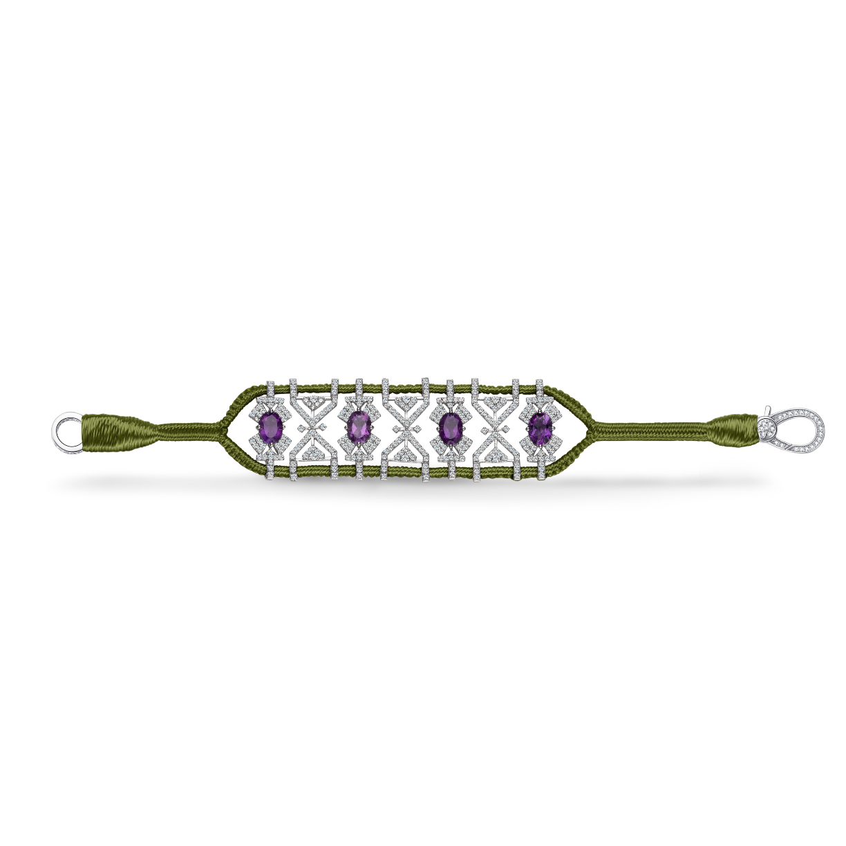 Bracelet Fortalezza Olive - Amethysts