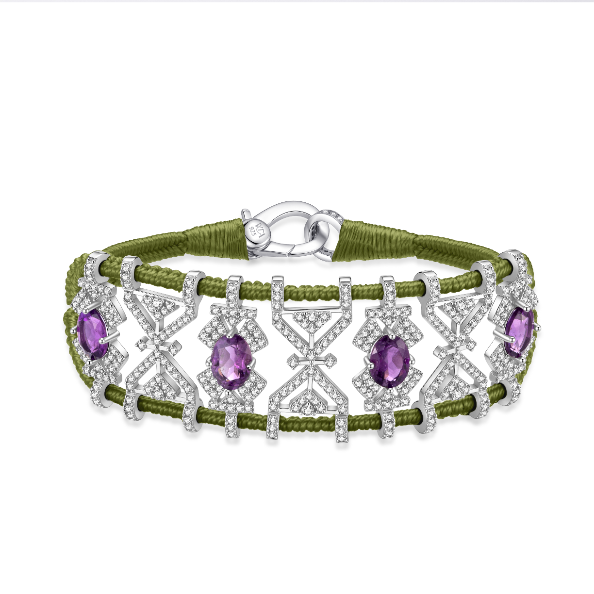 Bracelet Fortalezza Olive - Amethysts