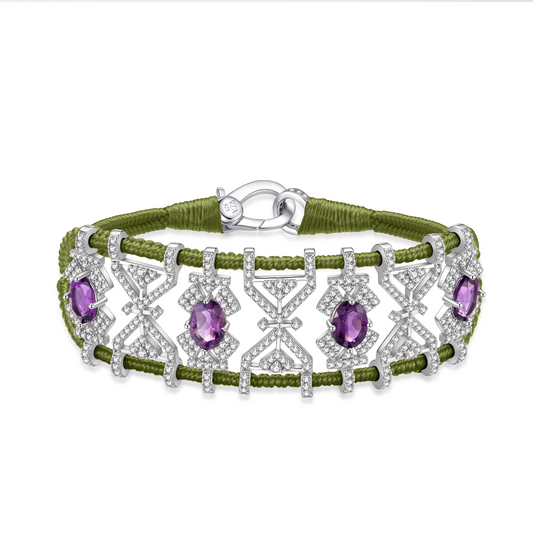 Bracelet Fortalezza Olive - Amethysts