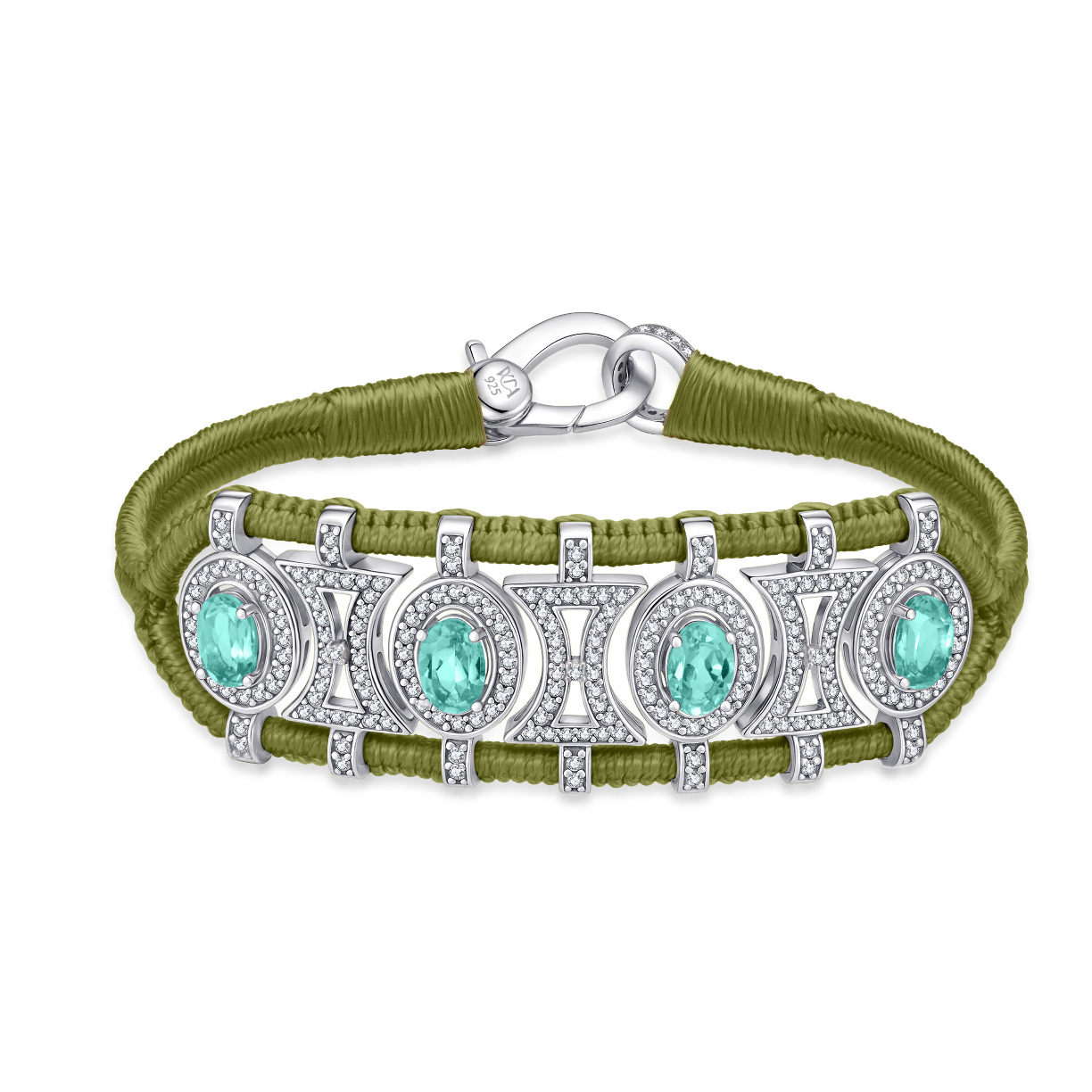 Olinda olive bracelet - Emeralds