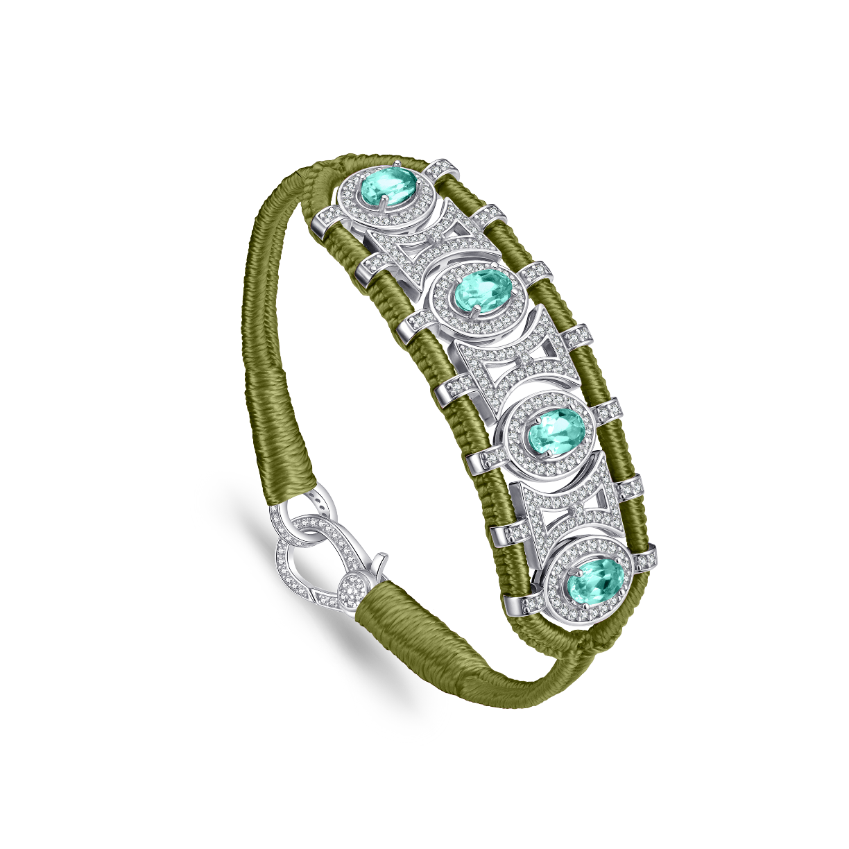 Olinda olive bracelet - Emeralds