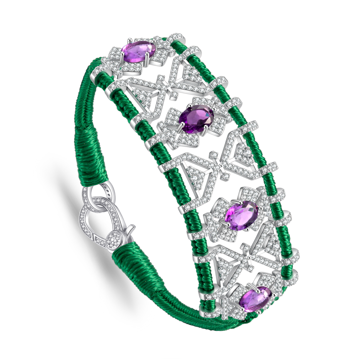 Bracelet Fortalezza Green - Amethysts
