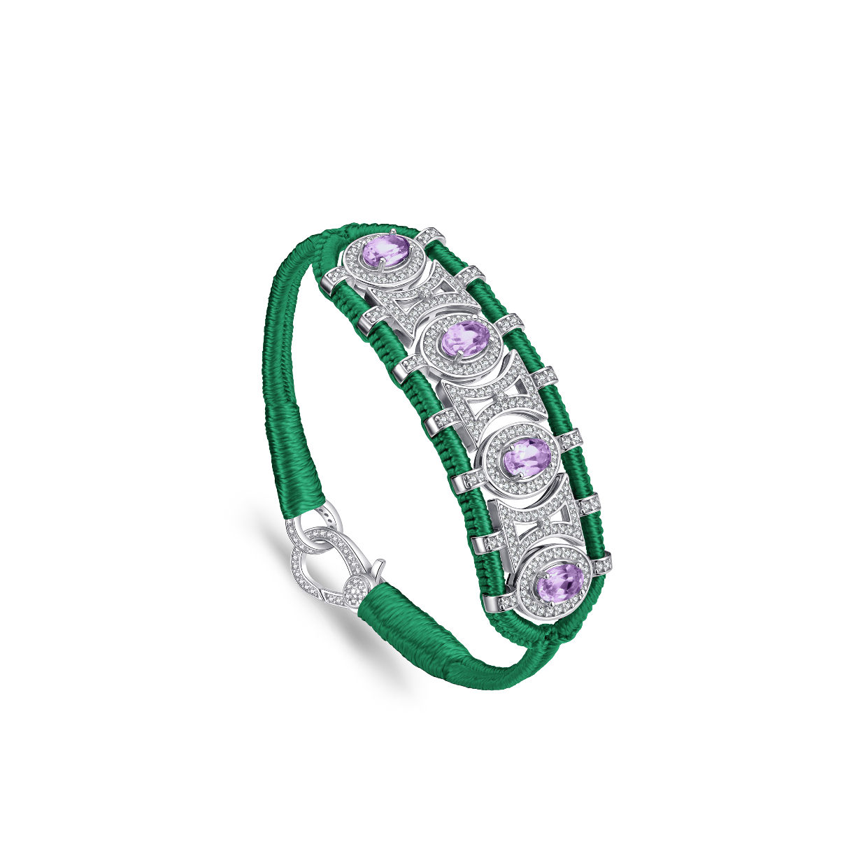 Olinda green bracelet - Amethysts