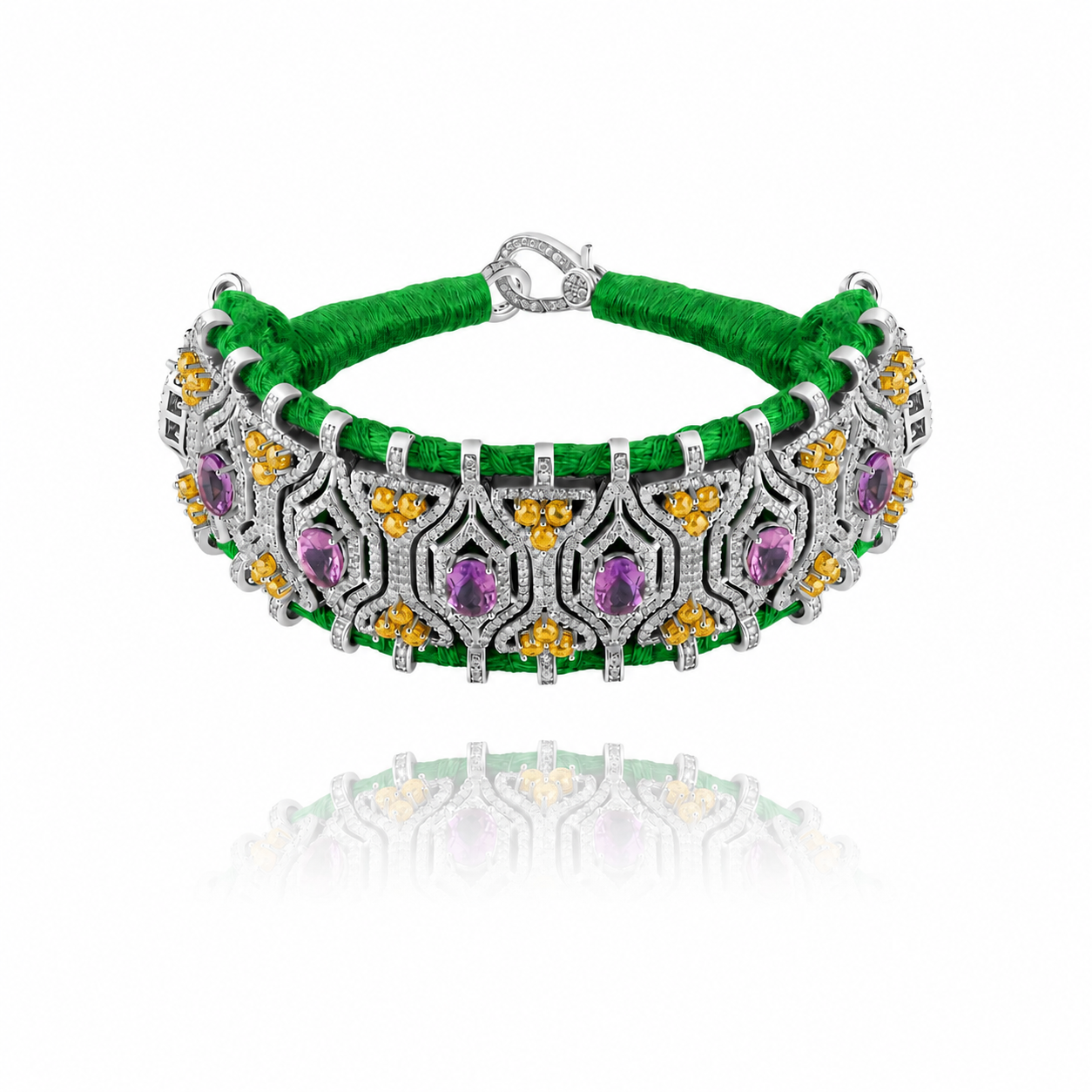 Green Horizonte bracelet - Citrine and pearls