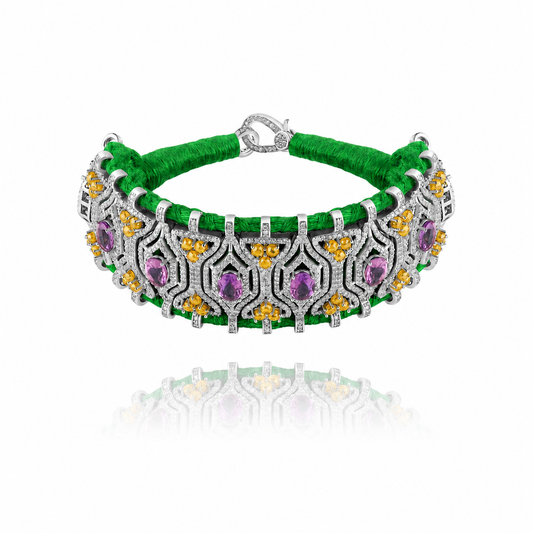 Bracelet Horizonte Vert - Amethyste et Citrine