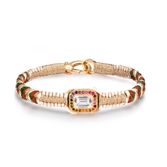 bracelet amy brass - vanille - cristal