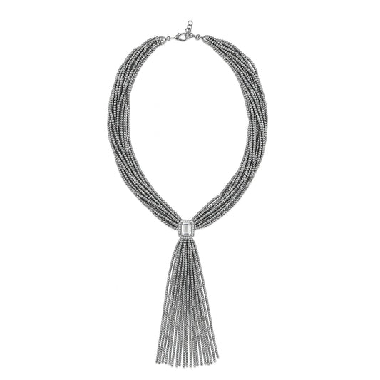 Tassel pearls Necklace - crystal