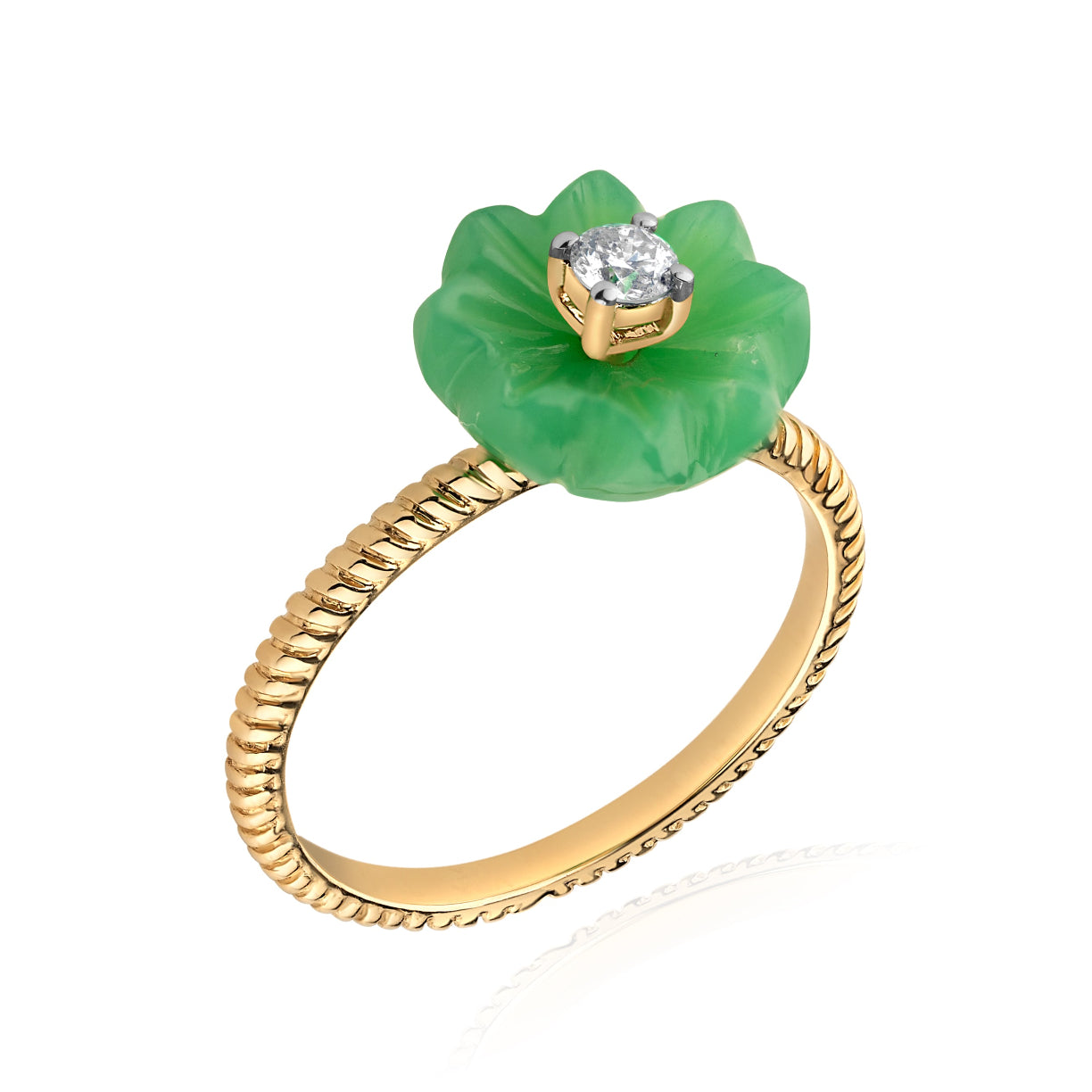 Chrysoprase Paquerette ring