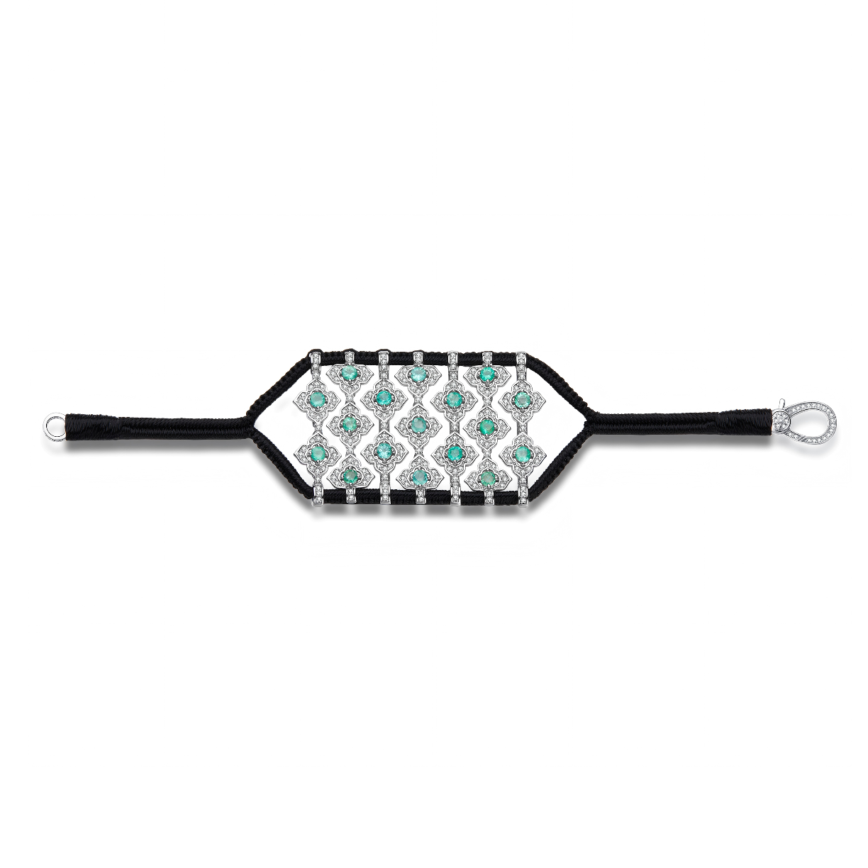 Brasilia black bracelet - Emeralds