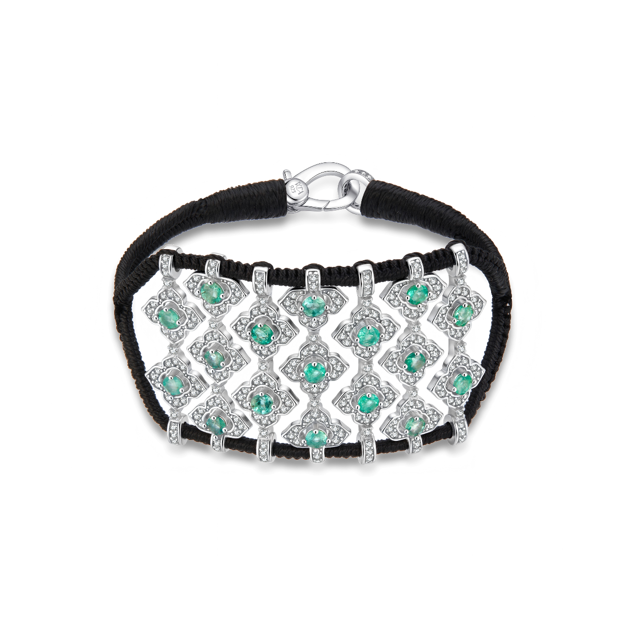 Brasilia black bracelet - Emeralds