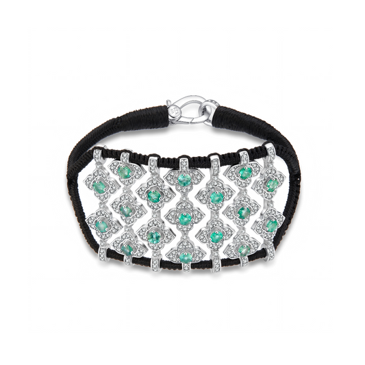 Brasilia black bracelet - Emeralds