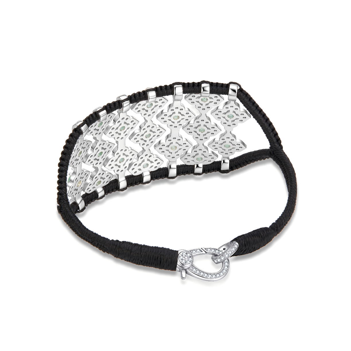 Brasilia black bracelet - Emeralds