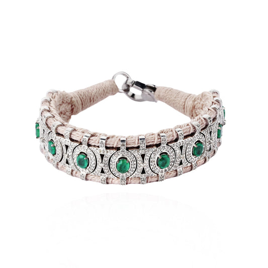 Sao Paulo Nude and Emeralds bracelet in 925 silver and diamonds