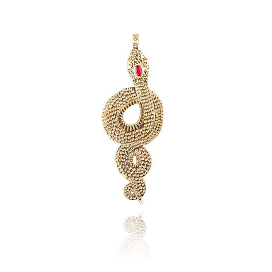 Cobra pendant 14 carat gold and pink sapphire