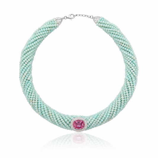 Tornado Amazonite Necklace - Pink Sapphire