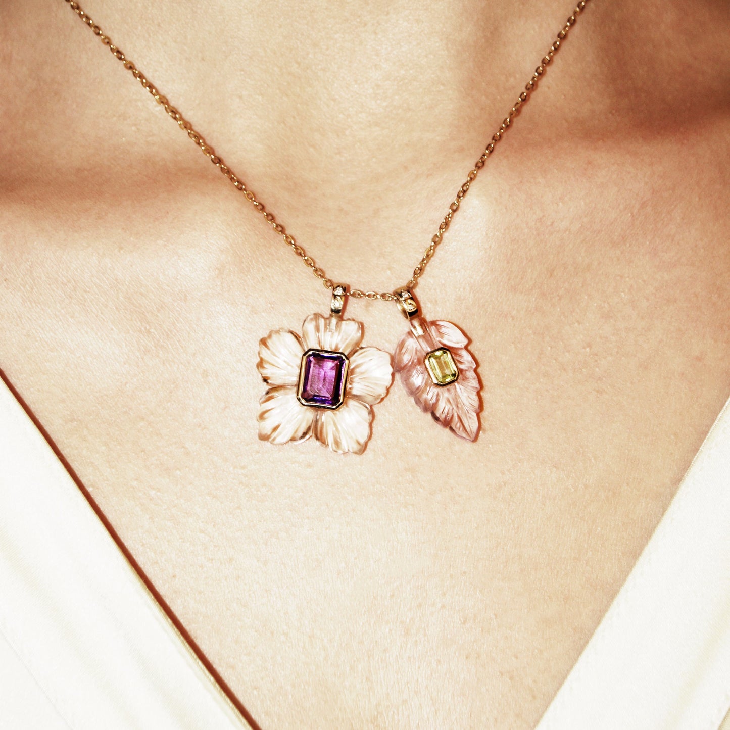 Pendentif Feuille Améthyste