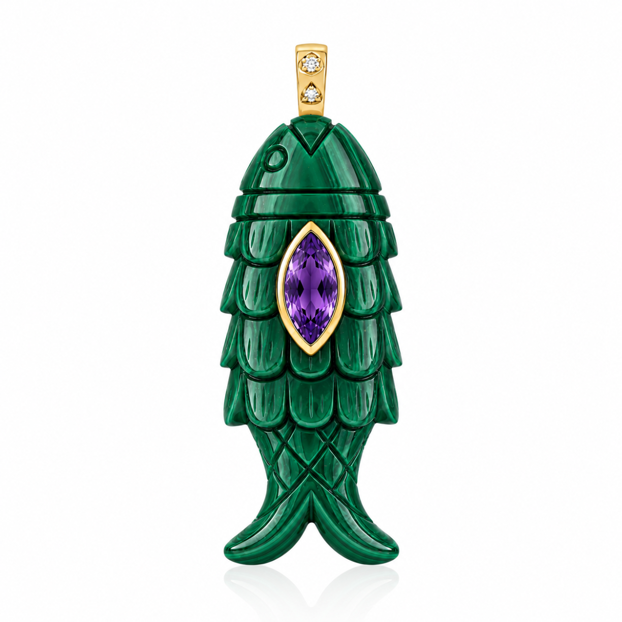 Malachite Fish Pendant 