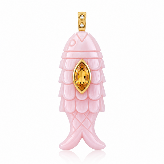 Pendentif Poisson Opal rose