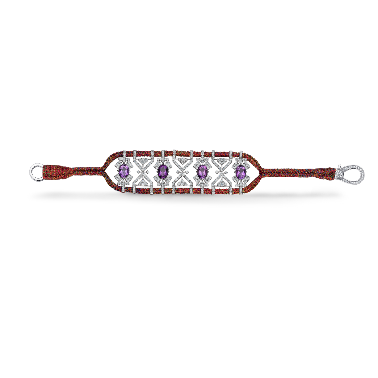 Bracelet Fortalezza Red Shanti - Amethysts