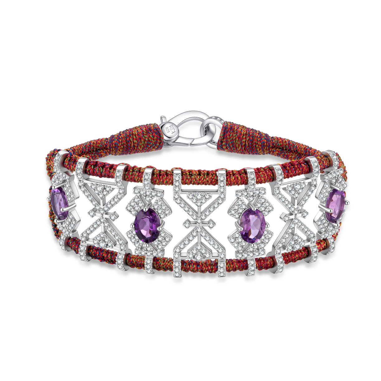 Bracelet Fortalezza Red Shanti - Amethysts