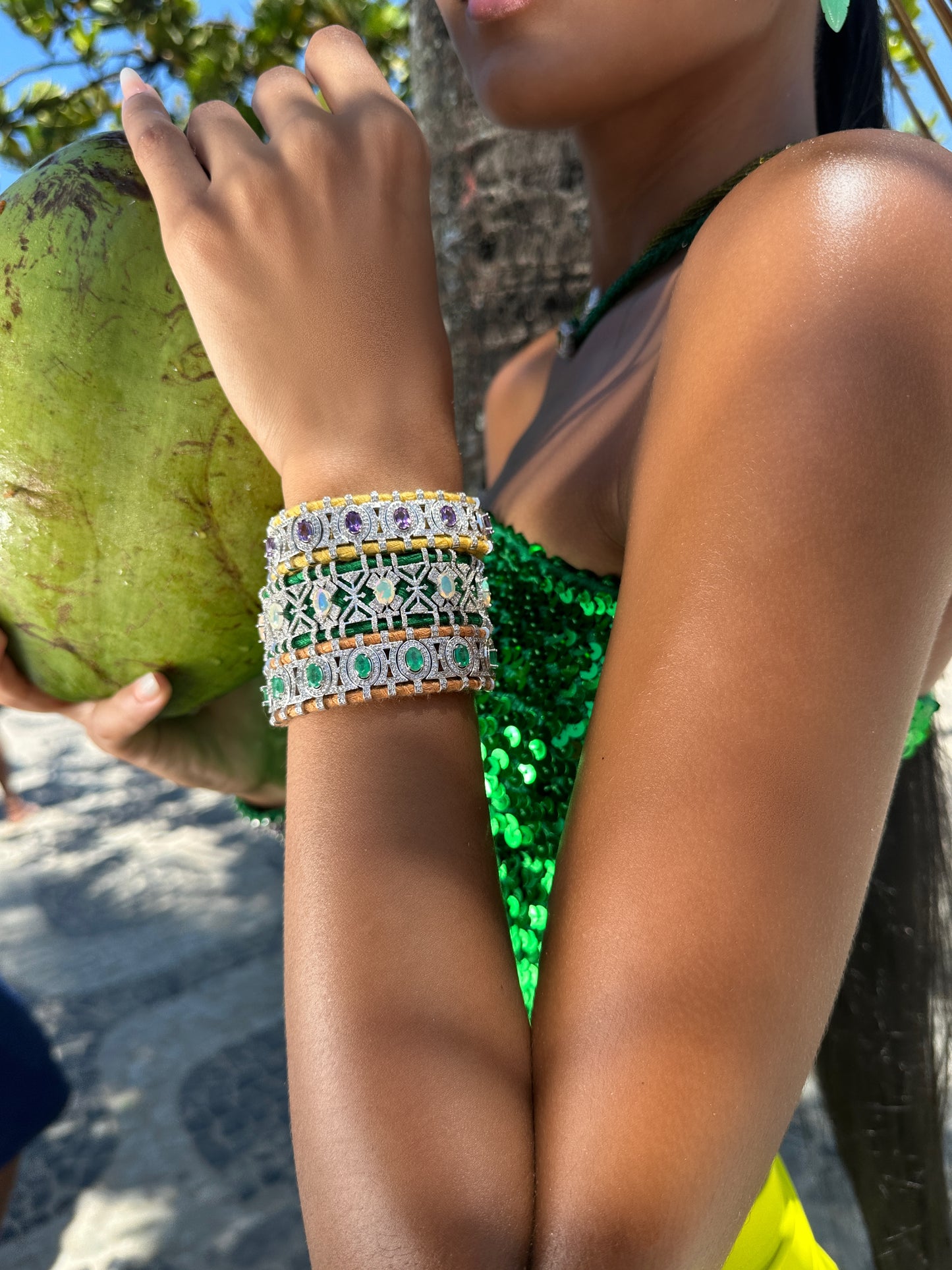 Sao Paulo Ocher and Emeralds bracelet 