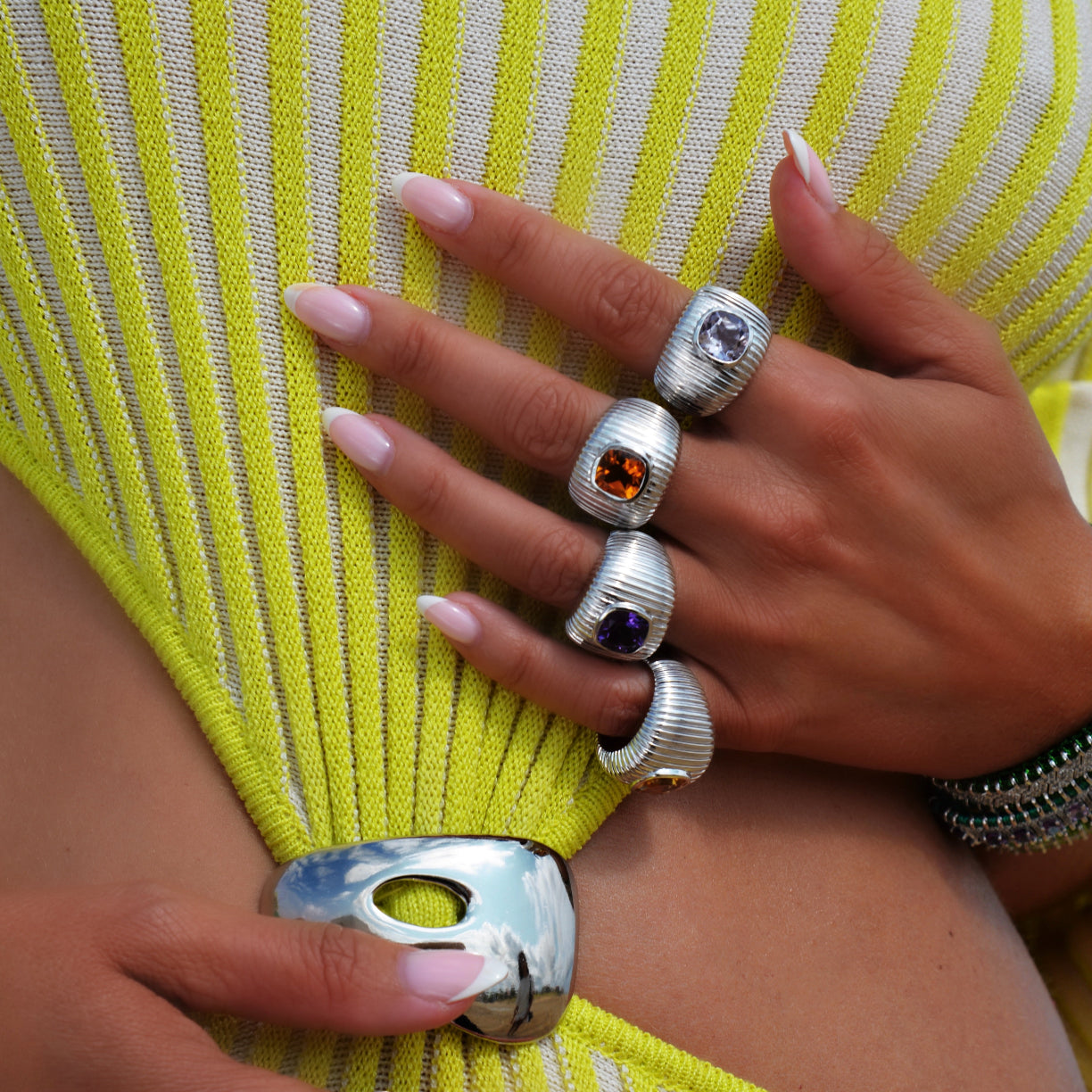 Bague Michelle quartz lavande taille coussin