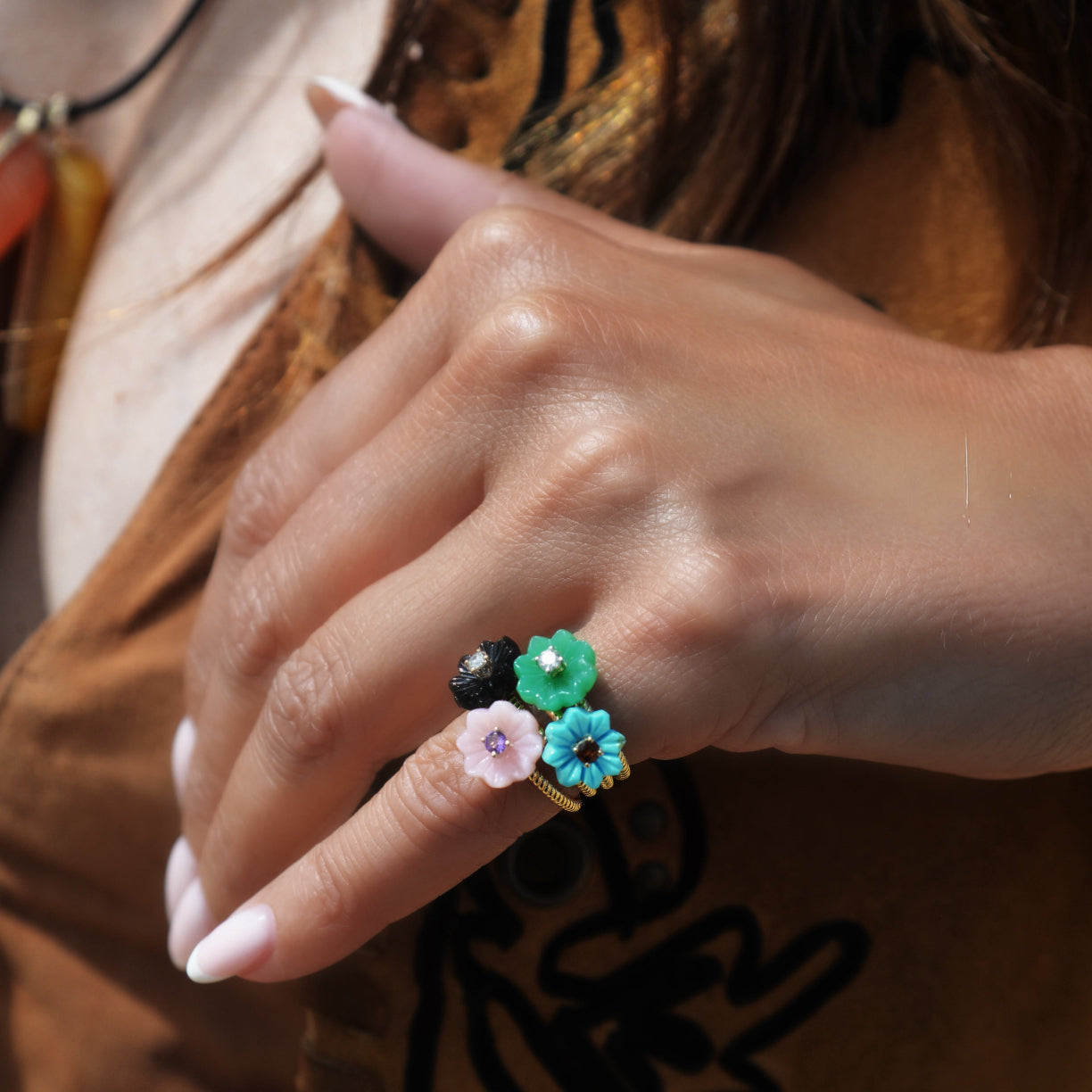 Pink Opale Paquerette ring