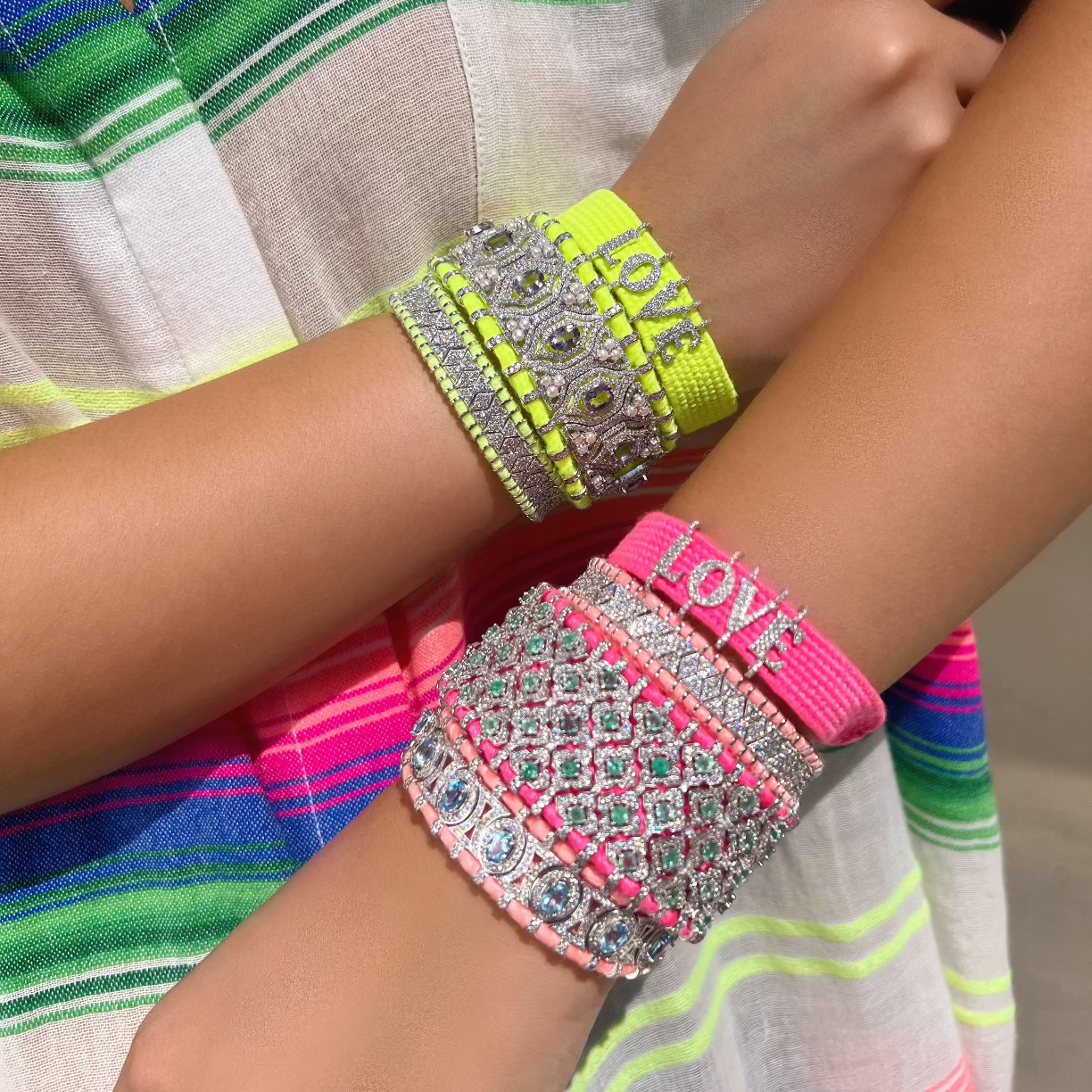 Bracelet Bahia Rose neon - Emeraude