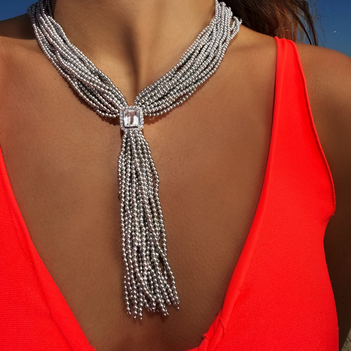 Collier Tassel perles - cristal