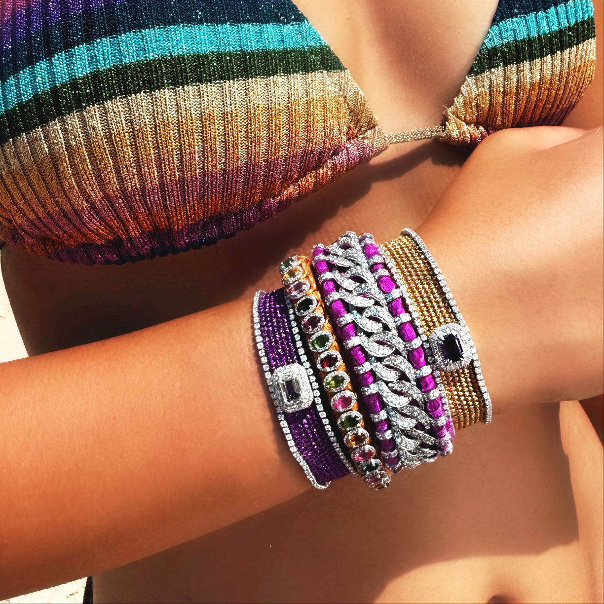 Bracelet Navajo Brass - Améthystes