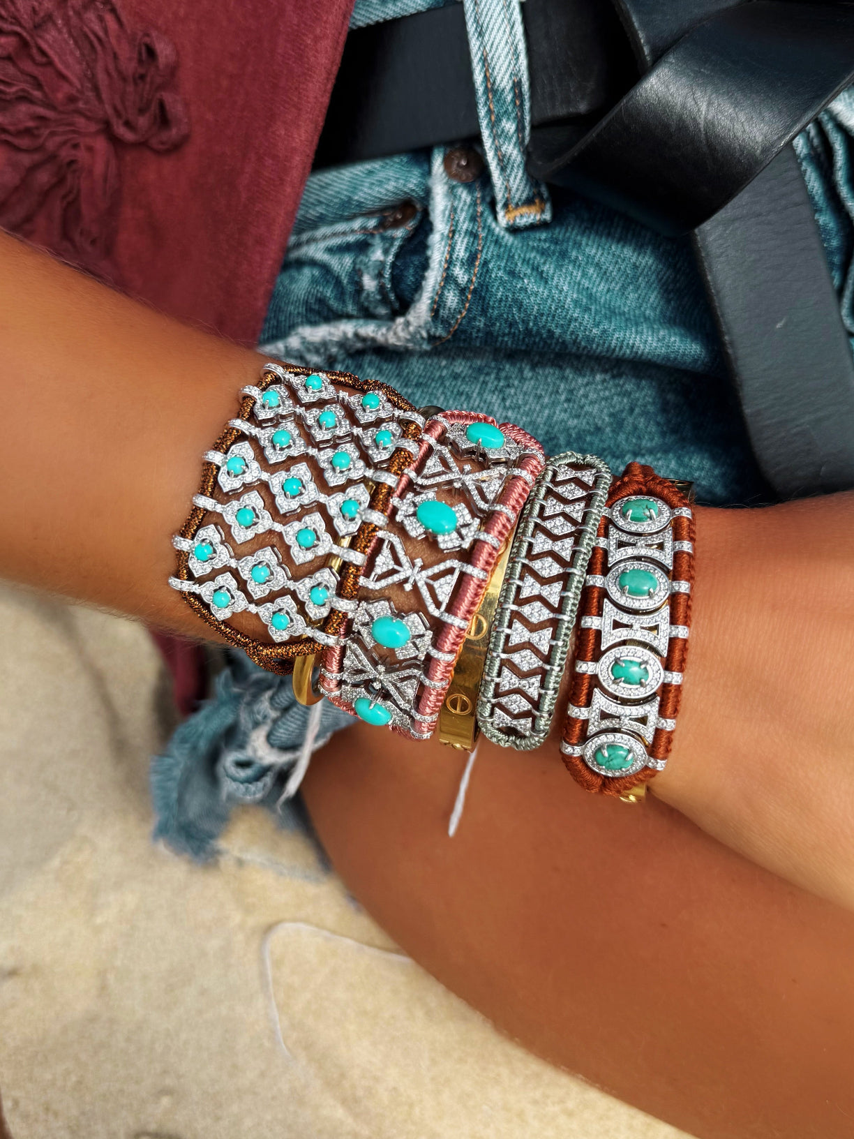 Bracelet Olinda noisette - turquoises