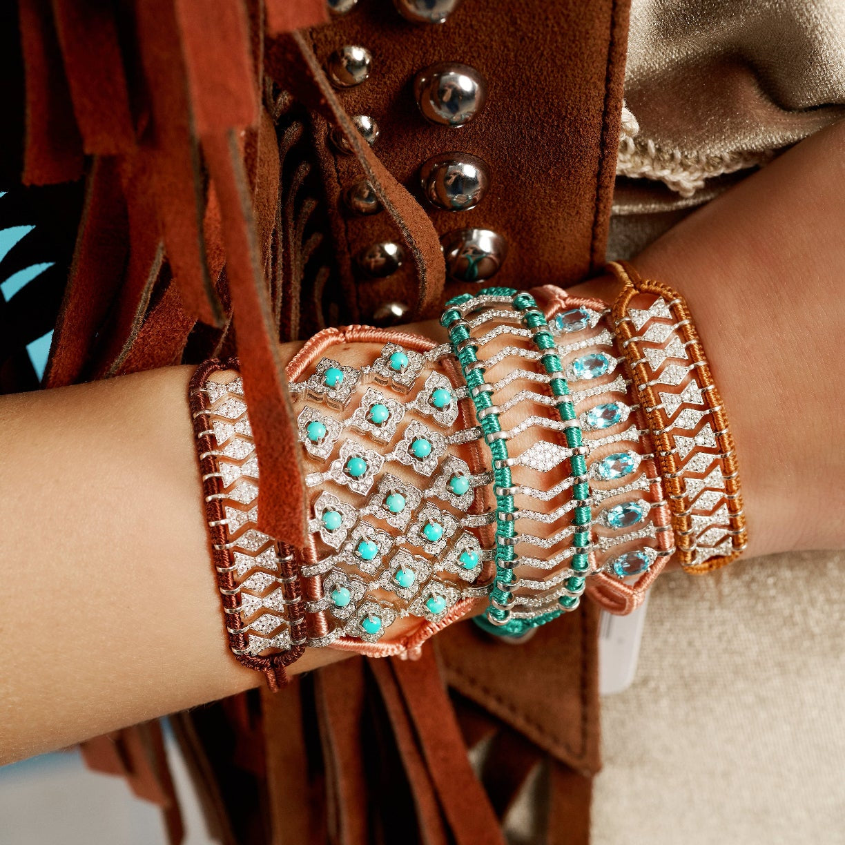 Brasilia nude bracelet - Turquoises