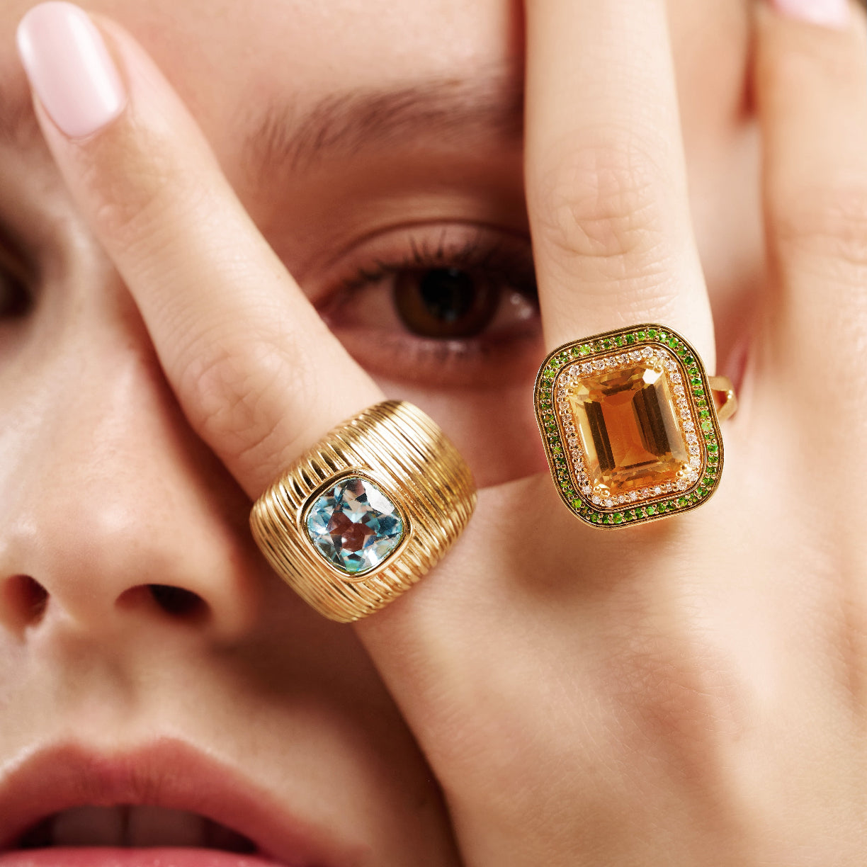 Michelle cushion-size blue sky Topaz ring