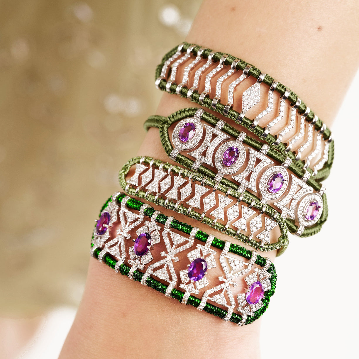 Bracelet Fortalezza Grass - Amethysts