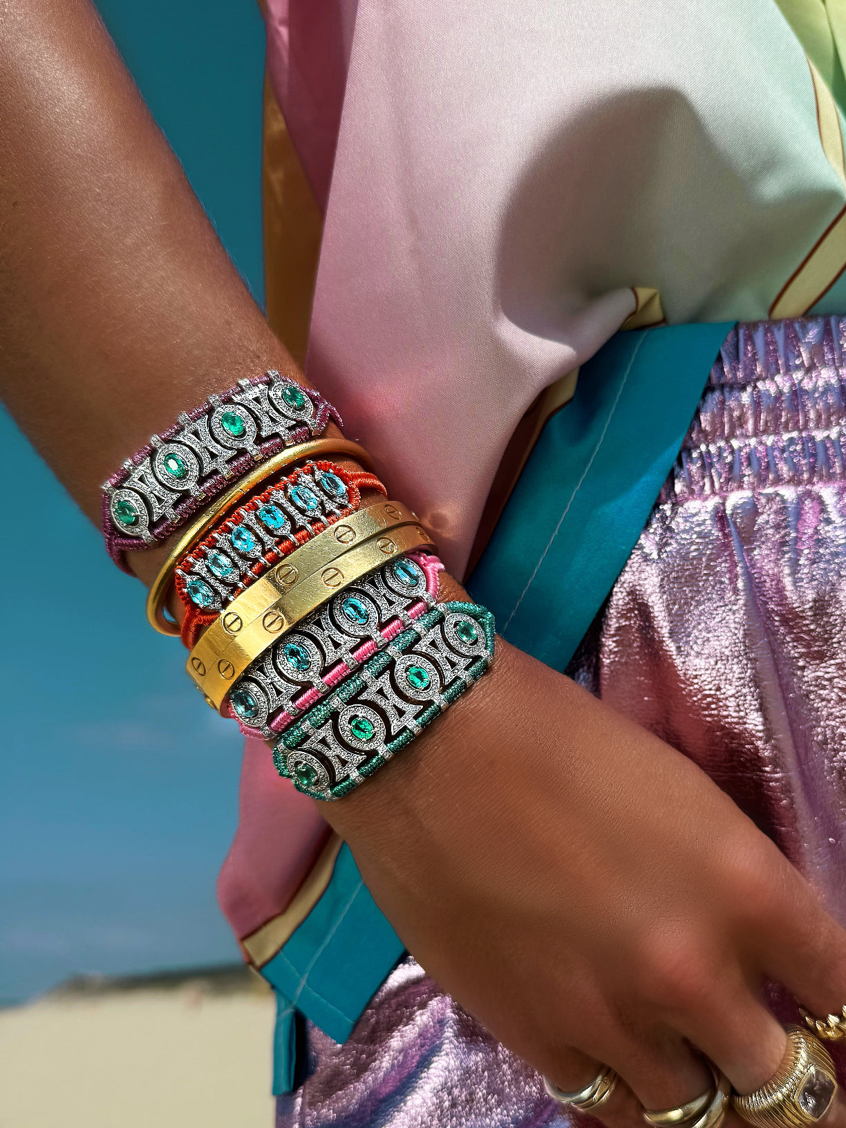 Olinda candy bracelet - Emeralds