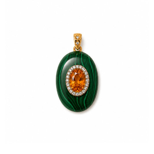 Pendentif galet malachite
