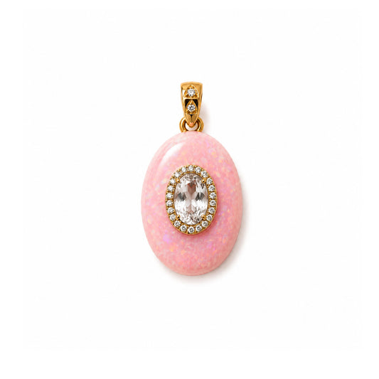 Pendentif galet opale rose
