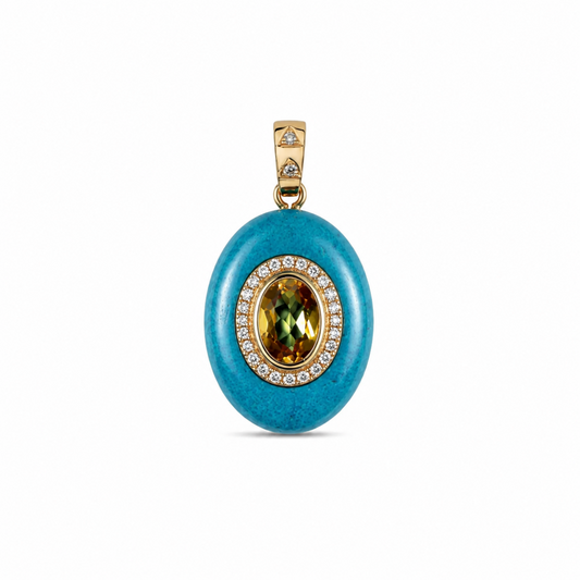 Pendentif galet Turquoise