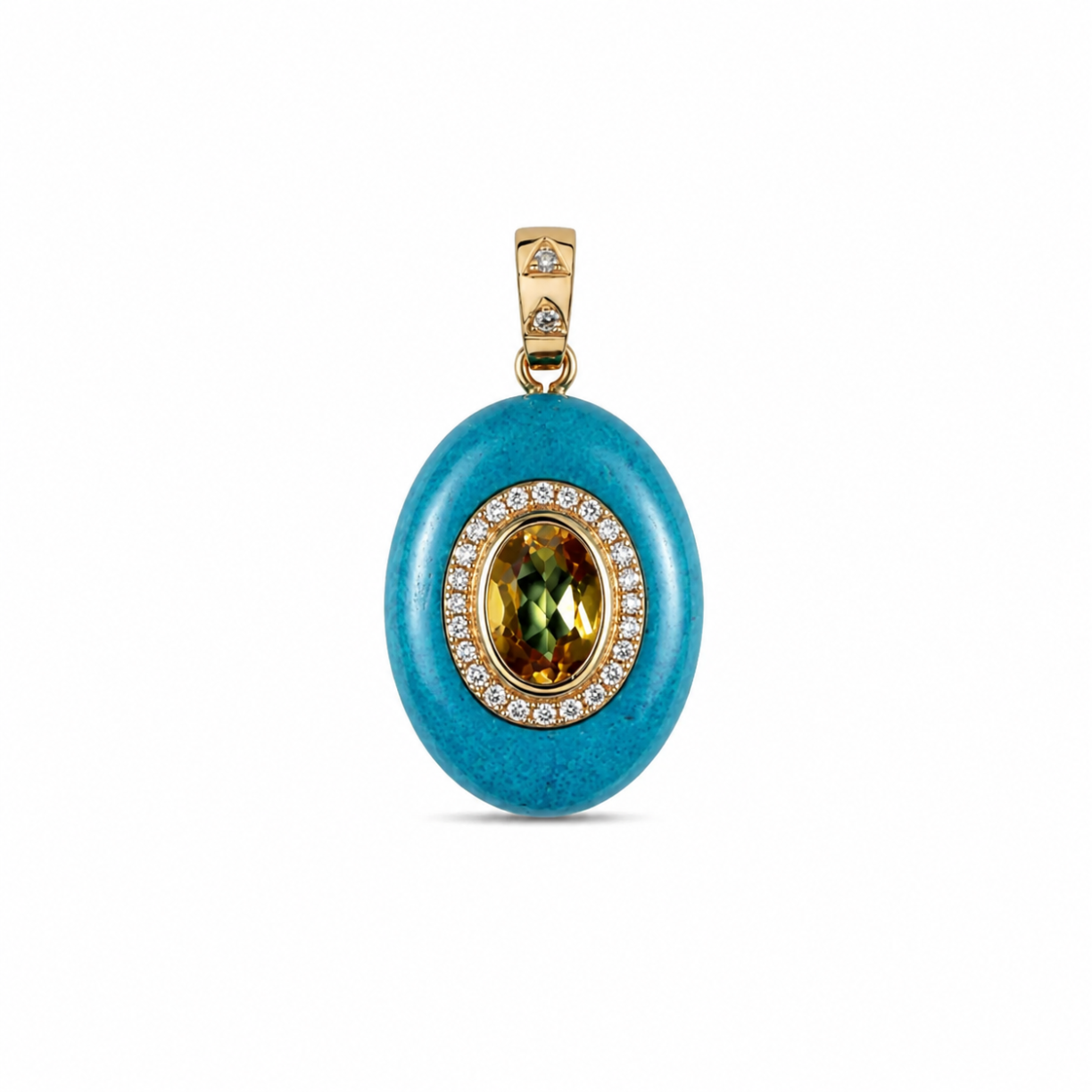 Pendentif galet Turquoise