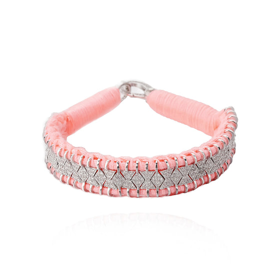 Janeiro Fluorescent Coral bracelet in 925 silver and diamonds