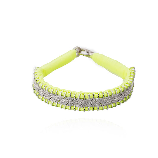 Janeiro Neon yellow bracelet in 925 silver and diamonds
